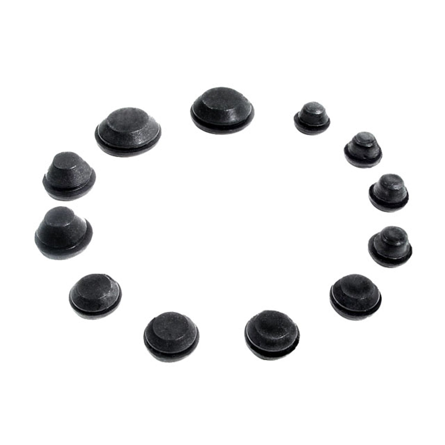 Black Rubber Hole Plugs 12 Piece Kit; PK 620