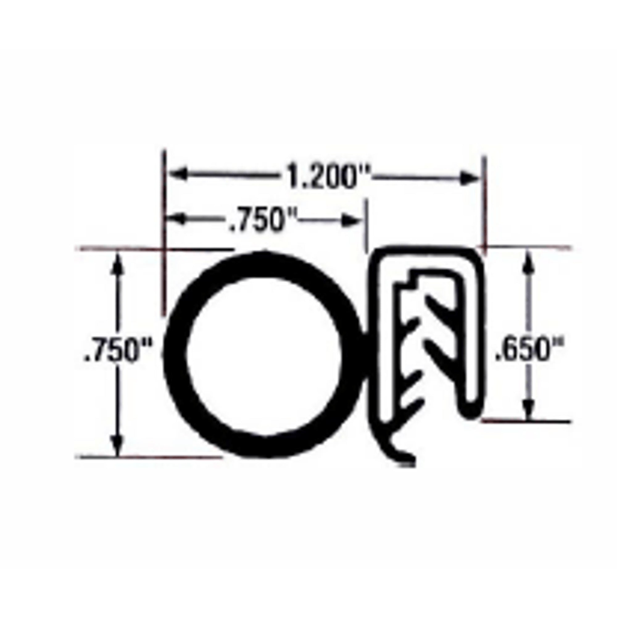 Press-on trim seal Per foot; TS 2-C