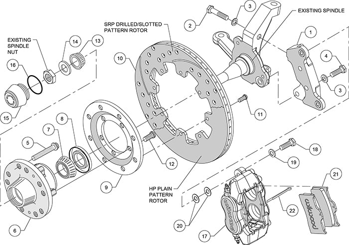 1974-78 Ford Mustang II Wilwood Forged Dynalite Front Disc Brake Kit