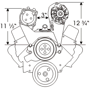 Alan Grove Components Small Block Chevy Alternator Bracket, Short Water Pump, Driver Side 200L