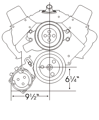 Alan Grove Components Small Block Chevy Air Conditioning Compressor Bracket, Long Water Pump, Low Mount, Passenger Side 107R