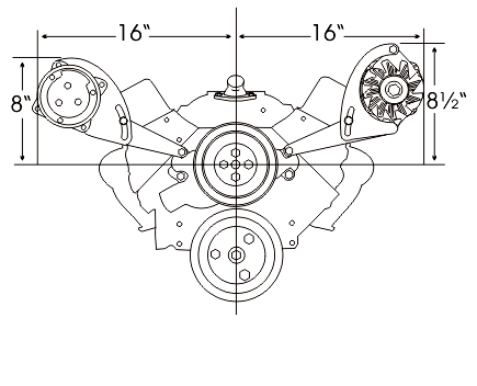 Alan Grove Components Small Block Chevy Corvette Alternator Bracket, Short Water Pump, Low Profile, Passenger Side 213R-SC