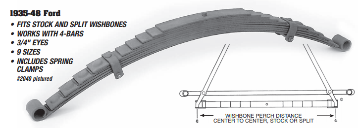 Posies 1935-40 Ford Front SuperSlide Spring For 40-1/2" Wishbone Perch Distance and Uses Split Wishbone Kits