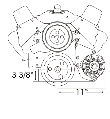 Alan Grove Components Small Block Chevy Alternator Bracket, Long Water Pump, Low Mount, Driver Side 214L