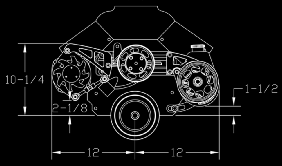 Billet Specialties Big Block Chevy Mid Mount- Alternator Kit and Power Steering Kit, Polished