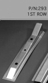 Set of metal floor braces with part numbers and brand name on a gray background