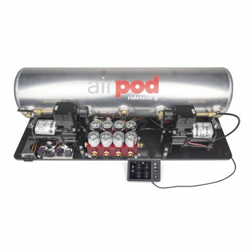 RidePro E5 Air Ride Suspension Control System - 5 Gallon Tank - Dual Compressors - High Flow 3/8" Valves