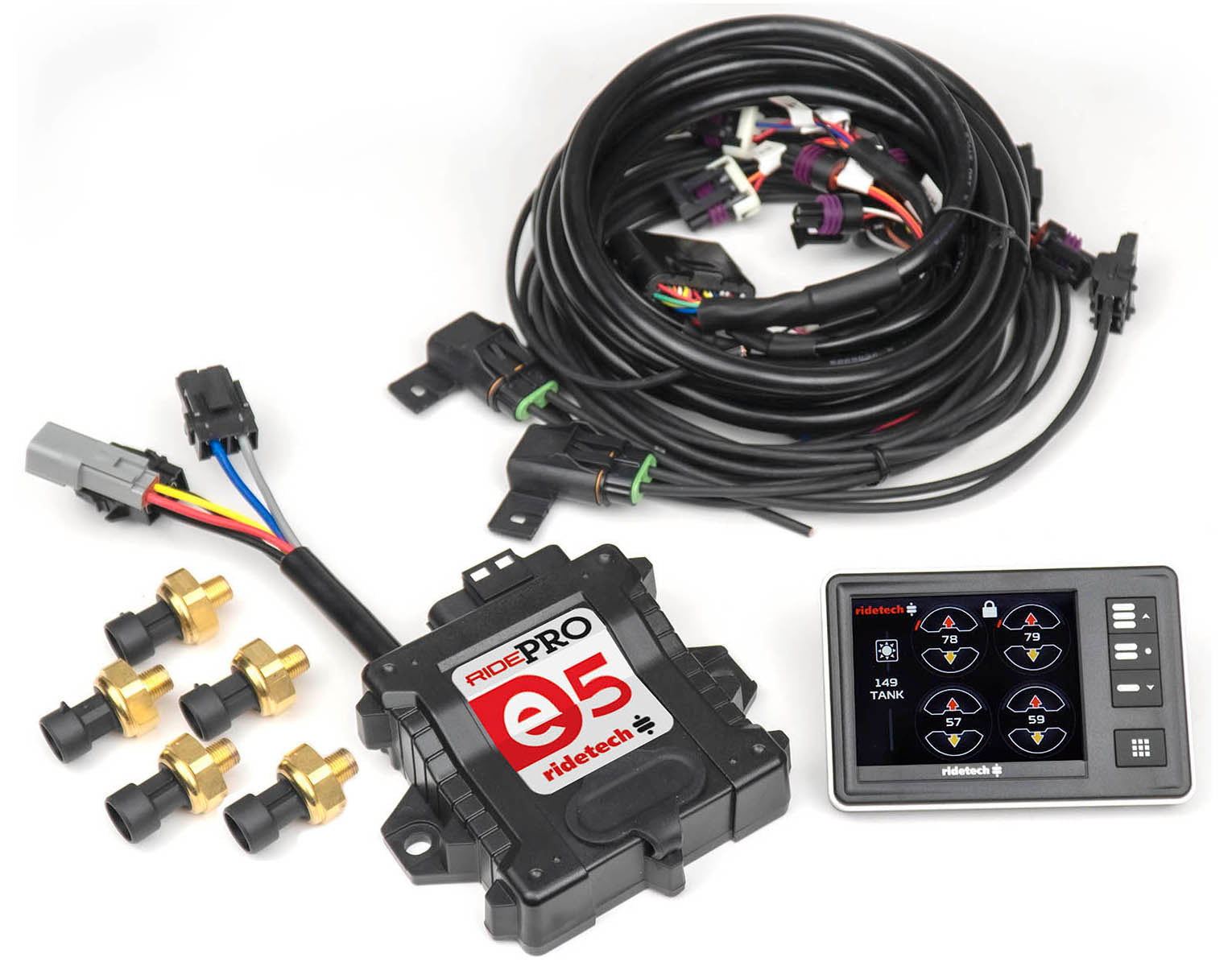 RidePro E5 Air Ride Suspension Control System - 5 Gallon Tank - Dual Compressors - High Flow 3/8" Valves