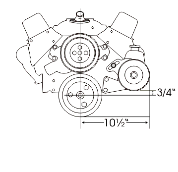 Alan Grove Components Small Block Chevy Power Steering Pump Bracket, Long Water Pump, Low Mount Driver Side 402L