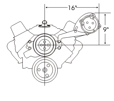 Alan Grove Components Small Block Chevy Air Conditioning Compressor Bracket, Long Water Pump, Low Profile, Driver Side 119L