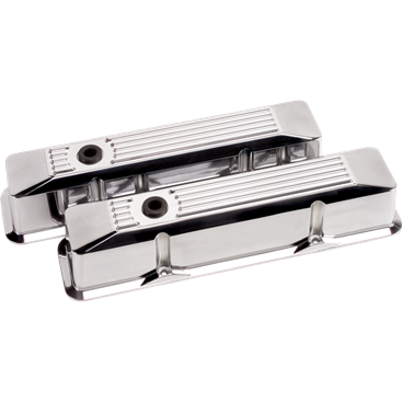 Billet Aluminum Small Block Chevy Ribbed Valve Cover, Tall, (Pair)