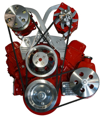 Rocky Hinge Small Block ChevyBillet Alternator A/C & Power Steering Pulley & Bracket Kit