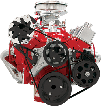 Billet Specialties Small Block Chevy Top Mount - Alternator and Power Steering Kits, Black