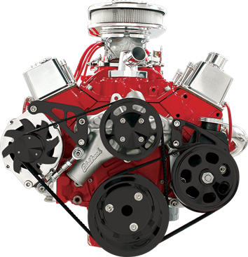 Billet Specialties Small Block Chevy Mid Mount- Alternator Kit and Power Steering Kit, Black