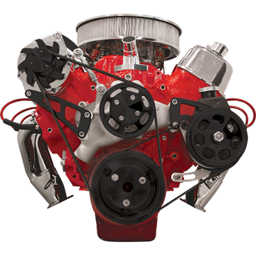 Billet Specialties Big Block Chevy Black Top Mount - Alternator and Power Steering Kit, Black