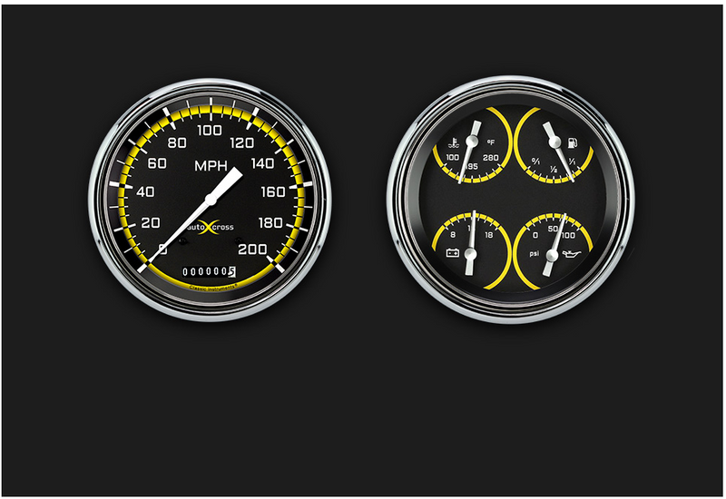 Classic Instruments 1947-53 AutoCross Yellow Chevy Truck Package features a 4 5/8" Speedometer and Quad