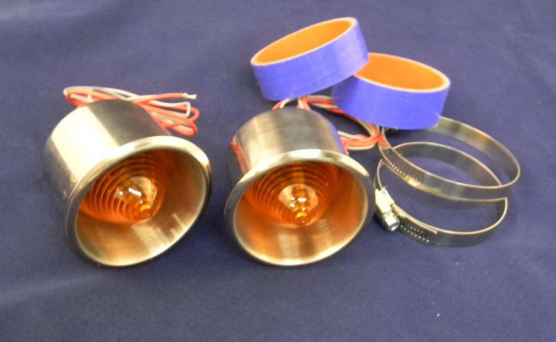 Watsons Recessed Amber or Red Beehive lights with Stainless Bezels