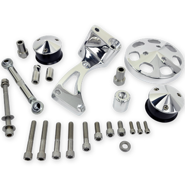 Billet Specialties Small Block Chevy Top or Mid Mount - AC Add-On, Polished or Black