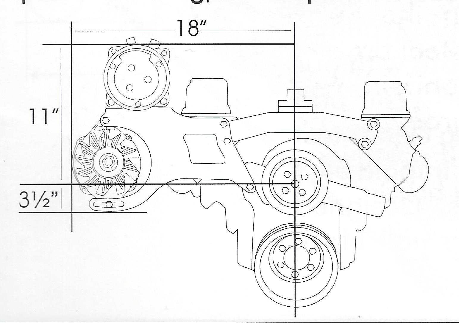 Alan Grove Components 401 - 425 1963-66 Buick Riviera Air Conditioning Compressor and Alternator Bracket, 3 Groove Water Pump, Passenger Side 315R