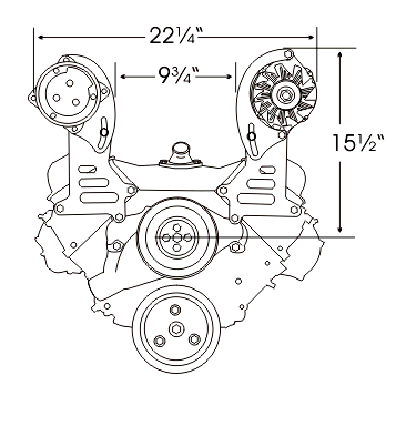 Alan Grove Components Big Block Chevy Alternator Bracket, Short Water Pump, Driver Side, Extra Clearance 221L