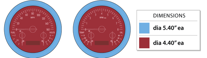 Dakota Digital Universal Dual 5.4" Round, Analog VHX Gauges