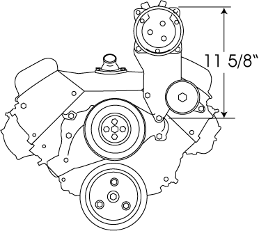 Alan Grove Components Big Block Chevy Air Conditioning Compressor Bracket, Long Water Pump, Driver Side 116L