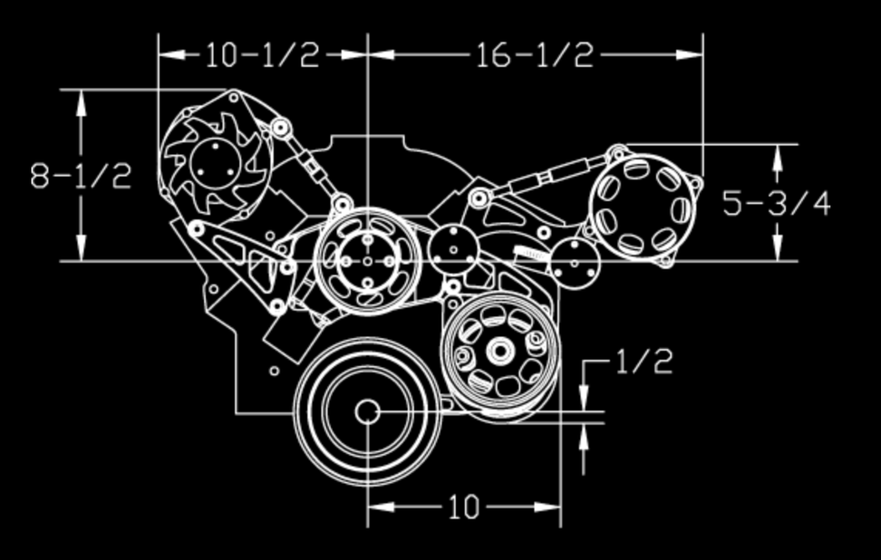 Billet Specialties Small Block Chevy Top or Mid Mount - AC Add-On, Polished or Black