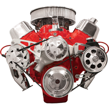 Billet Specialties Big Block Chevy Mid Mount- Alternator Kit and Power Steering Kit, Polished