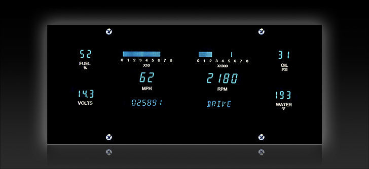 Dakota Digital Universal 4.6" x 10" Rectangle Digital VFD3 Gauges