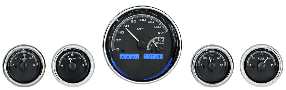 Dakota Digital Universal Five Gauge Round, Analog VHX Gauges (1, 5-1/2" and 4, 3" Ganges)