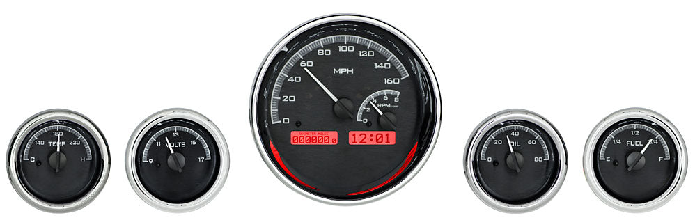 Dakota Digital Universal Five Gauge Round, Analog VHX Gauges (1, 5-1/2" and 4, 3" Ganges)