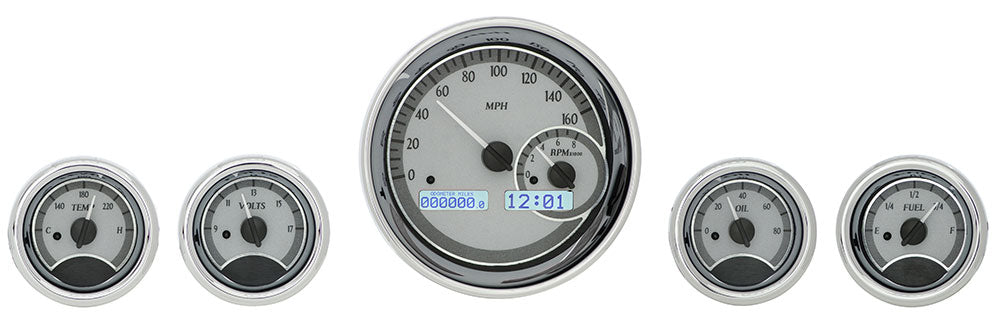 Dakota Digital Universal Five Gauge Round, Analog VHX Gauges (1, 5-1/2" and 4, 3" Ganges)