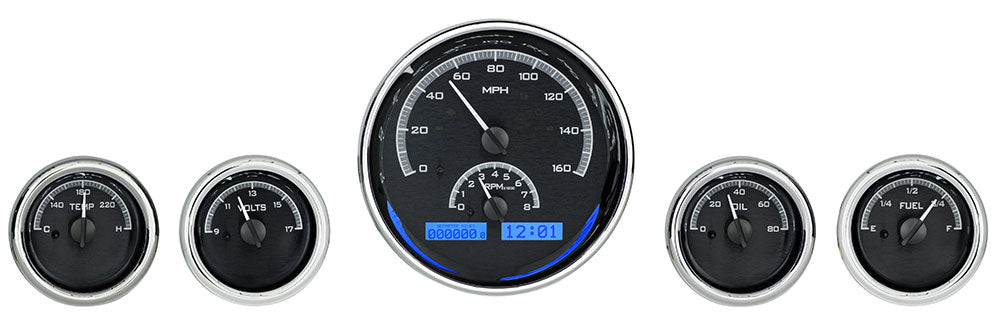 Dakota Digital Universal Five Gauge Round, Analog VHX Gauges (1, 6-1/4" and 4, 3" Gauges)