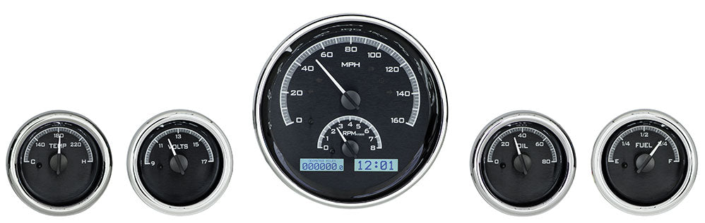 Dakota Digital Universal Five Gauge Round, Analog VHX Gauges (1, 6-1/4" and 4, 3" Gauges)