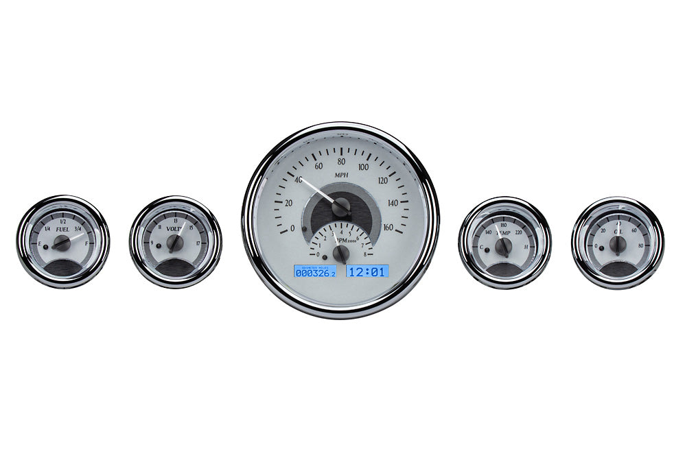 Dakota Digital Universal Five Gauge Round, Analog VHX Gauges (1, 6-1/4" and 4, 3" Gauges)
