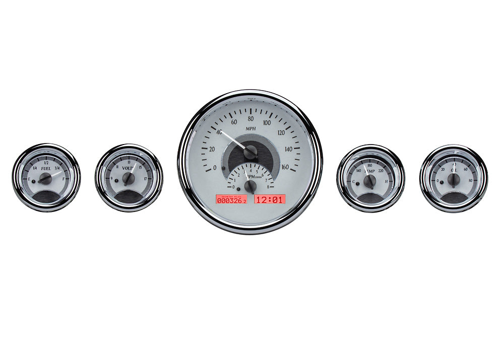 Dakota Digital Universal Five Gauge Round, Analog VHX Gauges (1, 6-1/4" and 4, 3" Gauges)