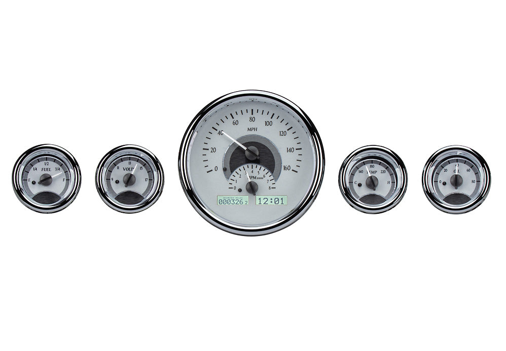 Dakota Digital Universal Five Gauge Round, Analog VHX Gauges (1, 6-1/4" and 4, 3" Gauges)