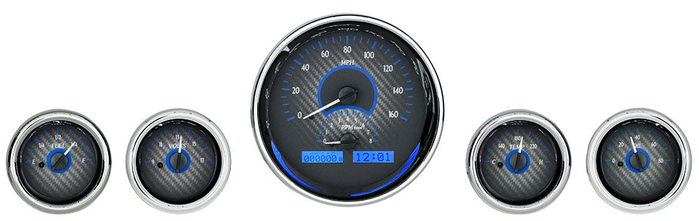 Dakota Digital Universal Five Gauge Round, Analog VHX Gauges (1, 6-1/4" and 4, 3" Gauges)