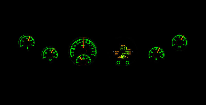 Dakota Digital Universal Six Gauge Round Analog HDX Gauges (With TFT Message Center)