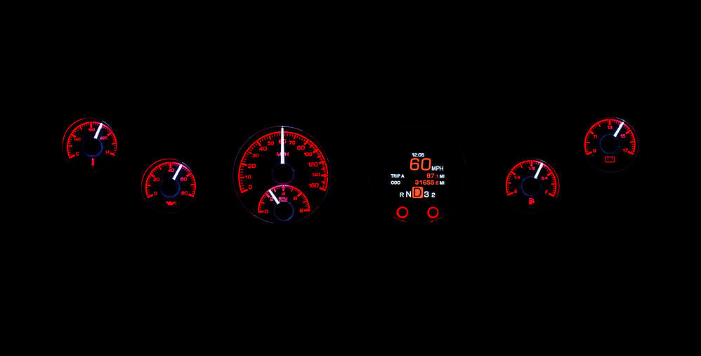 Dakota Digital Universal Six Gauge Round Analog HDX Gauges (With TFT Message Center)