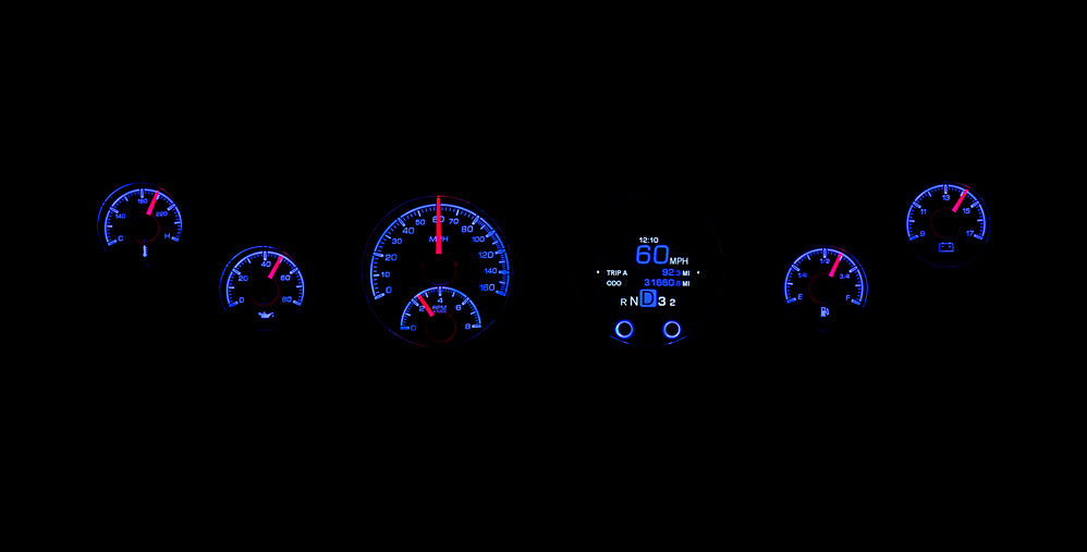 Dakota Digital Universal Six Gauge Round Analog HDX Gauges (With TFT Message Center)