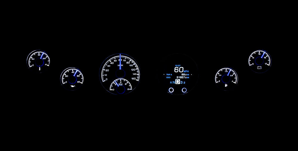 Dakota Digital Universal Six Gauge Round Analog HDX Gauges (With TFT Message Center)