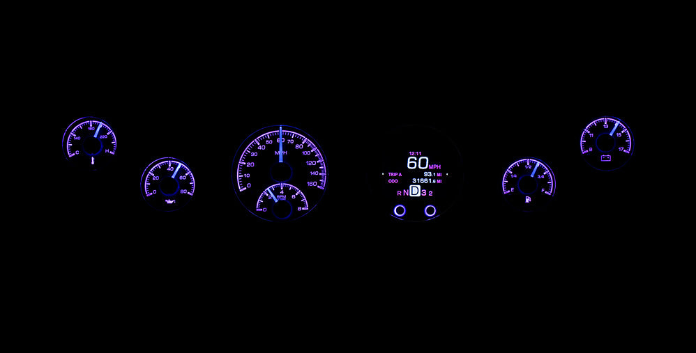 Dakota Digital Universal Six Gauge Round Analog HDX Gauges (With TFT Message Center)