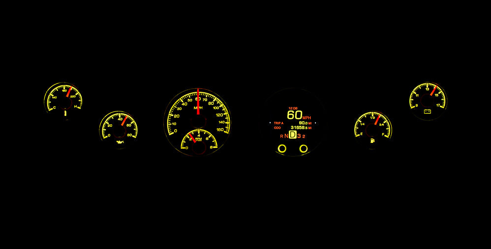Dakota Digital Universal Six Gauge Round Analog HDX Gauges (With TFT Message Center)