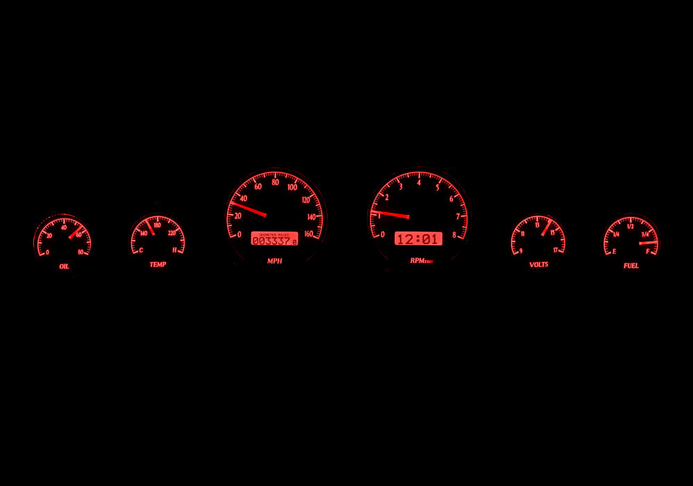 Dakota Digital Universal Five Gauge Round, Analog VHX Gauges (Limited Edition Facing)