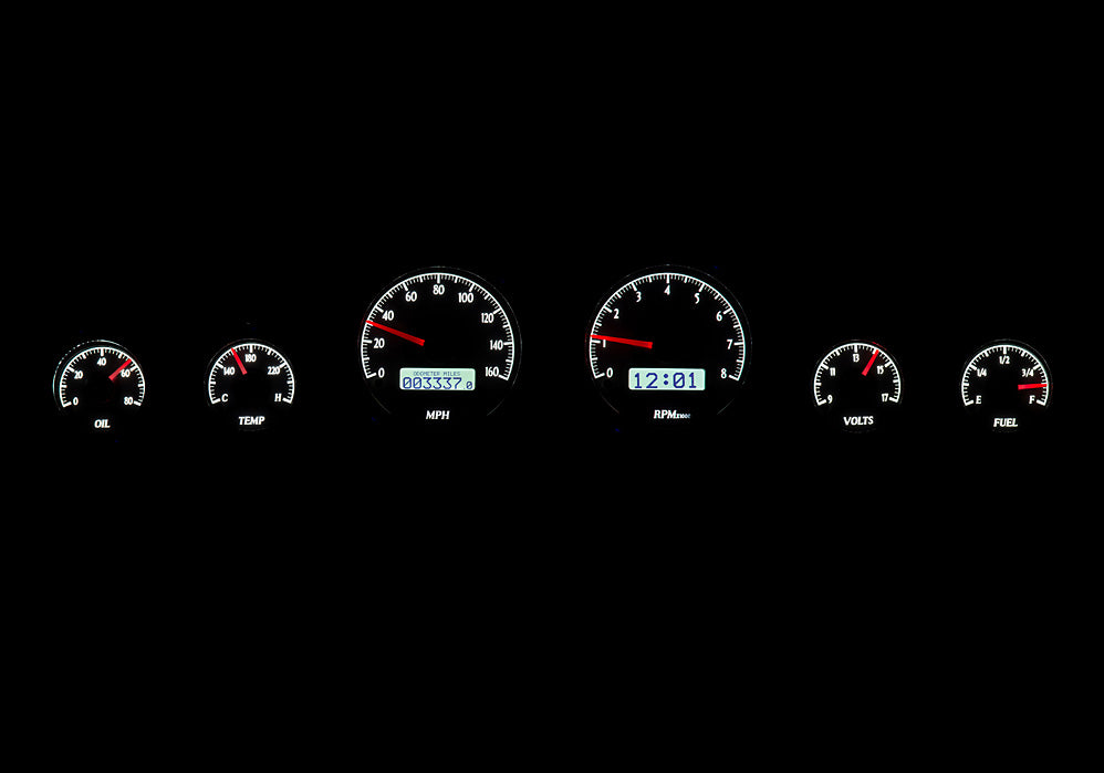 Dakota Digital Universal Five Gauge Round, Analog VHX Gauges (Limited Edition Facing)