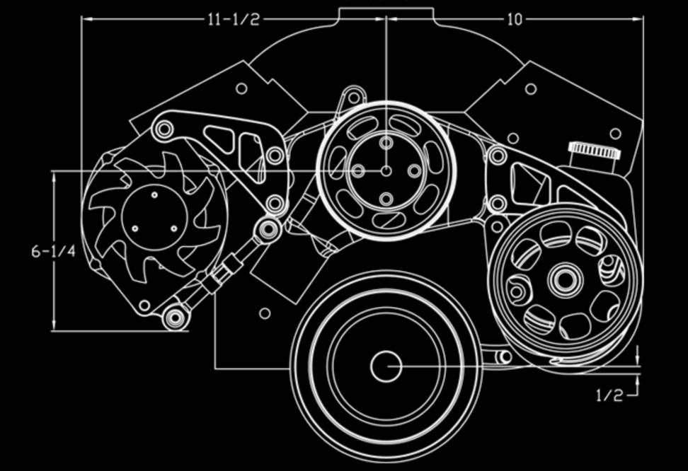 Billet Specialties Small Block Chevy Mid Mount- Alternator Kit and Power Steering Kit, Black